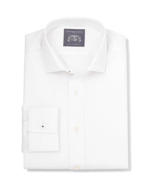 Barnaby White Stretch Poplin Made To Measure Shirt folded
