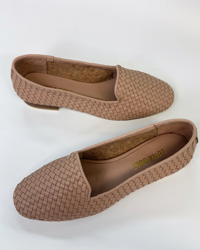 Luna Sole Basel Women's Flat Loafer Cameo Woven Leather | Women's Shoes | Gretel Lane