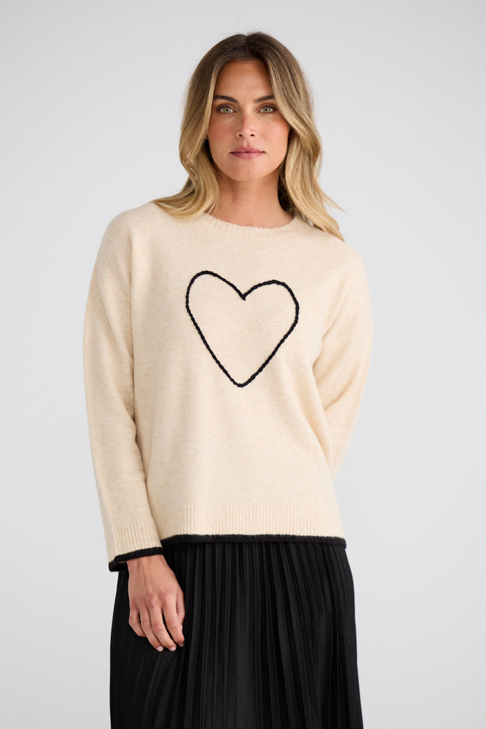 Brave + True Beau Heart Knit in Natural | Women's Knits | Gretel Lane