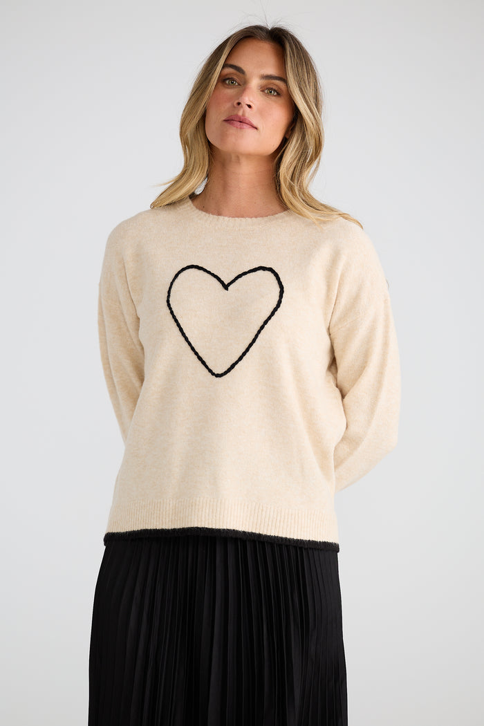 Brave + True Beau Heart Knit in Natural | Women's Knits | Gretel Lane
