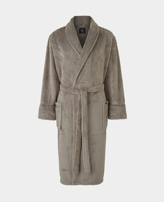Men's Beige Snuggle Fleece Dressing Gown mannequin shot