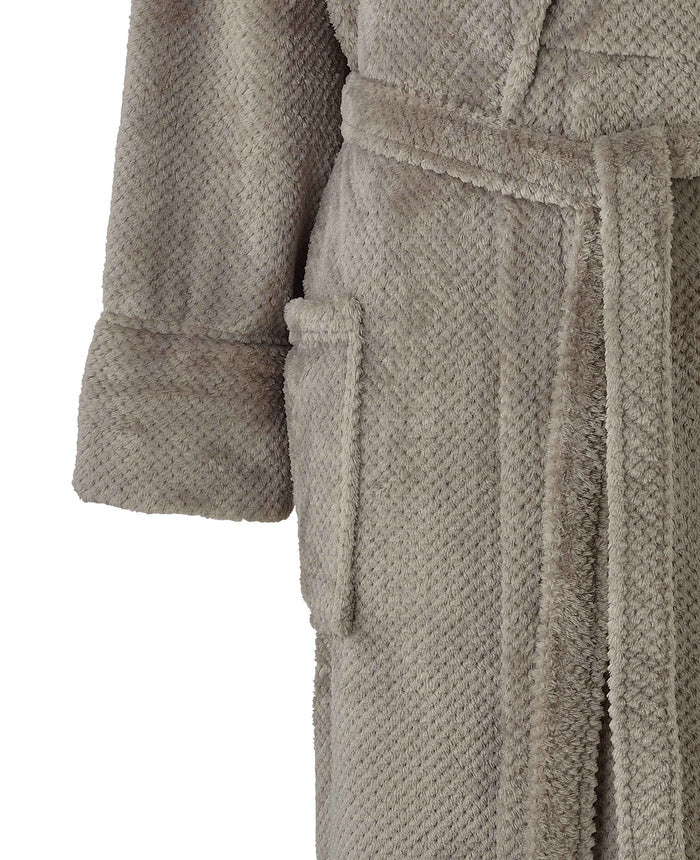 Men's Beige Snuggle Fleece Dressing Gown pocket detail