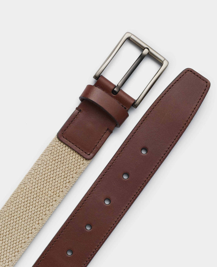 Men's Beige Woven Belt flat view