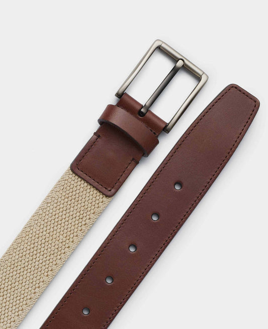 Men's Beige Woven Belt flat view