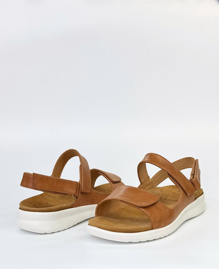 Ziera Benji Women's Adjustable Sandal Tan Leather | Women's Health Shoes | Gretel Lane