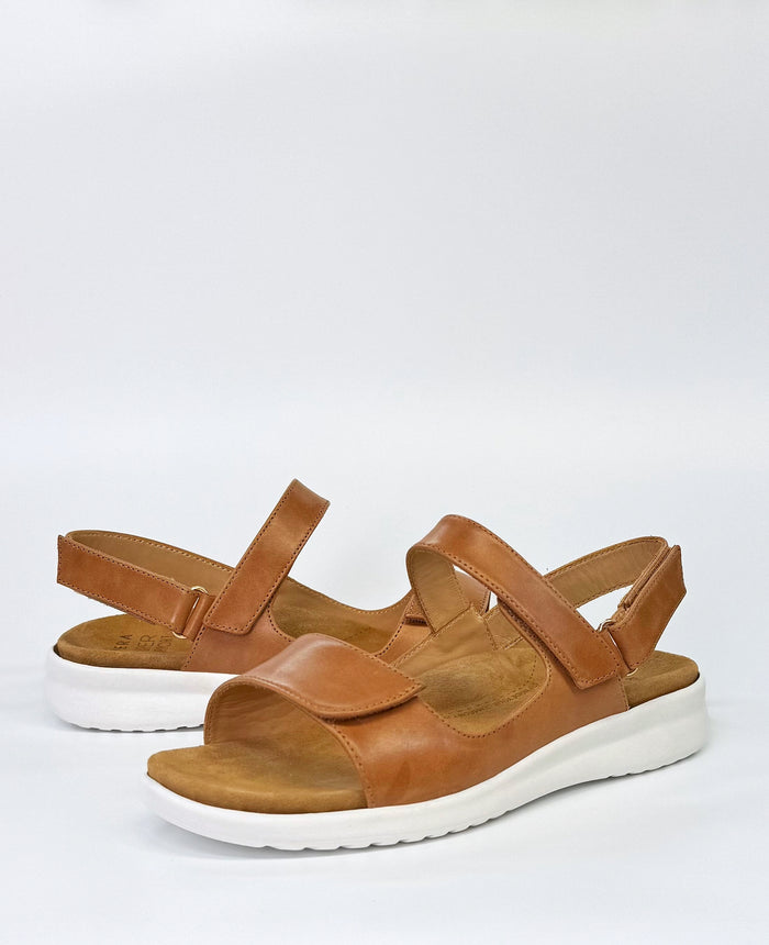 Ziera Benji Women's Adjustable Sandal Tan Leather | Women's Health Shoes | Gretel Lane