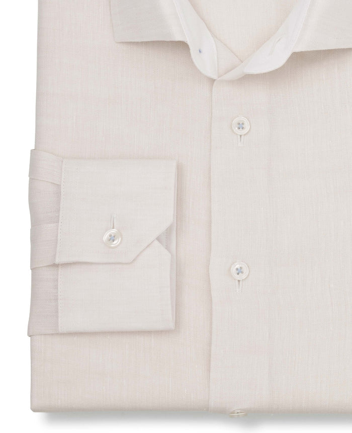 bertram cream linen made to measure shirt cuff detail