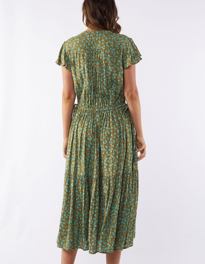 Women’s Moss Green Printed Midi Dress | Foxwood