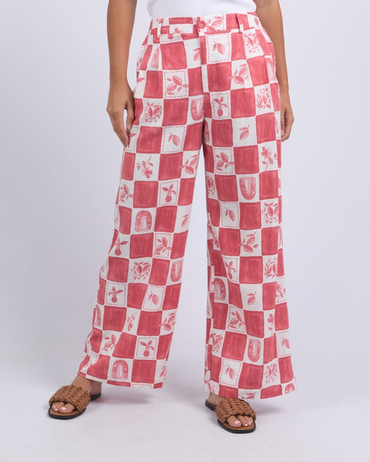 Foxwood Biarritz Pant in Crimson Print | Gretel Lane Australia
