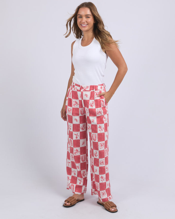 Foxwood Red & White Checkered Women's Pants | Gretel Lane