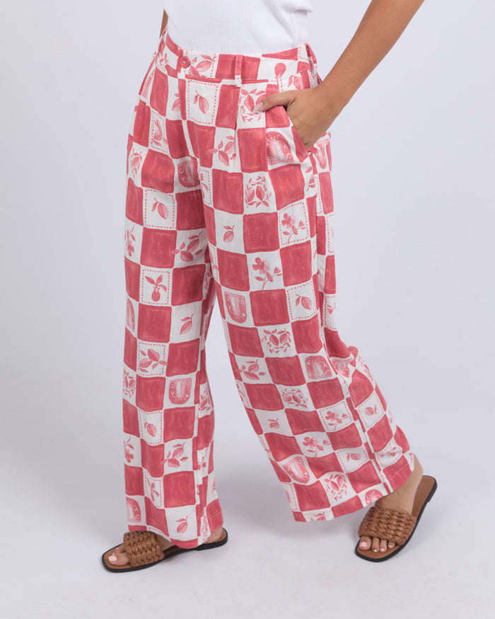 Foxwood Red & White Checkered Women's Pants with Side Pockets | Australia