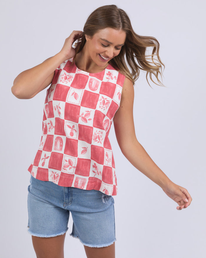Foxwood Red & White Checkered Women's Top | Gretel Lane