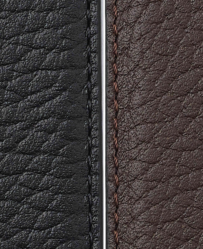 Men's Black Brown Reversible Leather Belt fabric detail