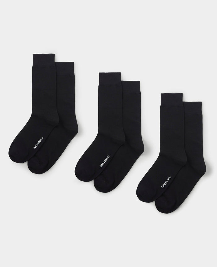 Men's Black Cotton Rich Socks Three Pack unfolded view