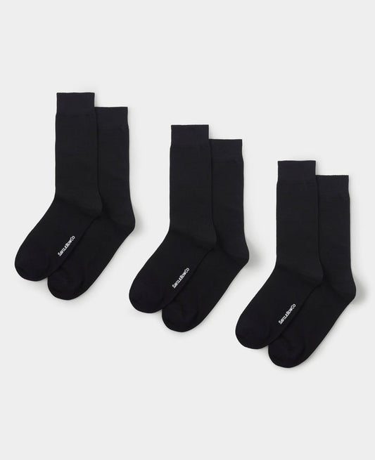 Men's Black Cotton Rich Socks Three Pack unfolded view
