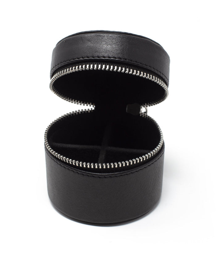 Black Leather Cufflink Storage Box - Open - MLG1020BLK