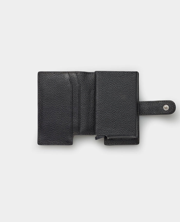 Black Leather Magnetic RFID Slim Wallet