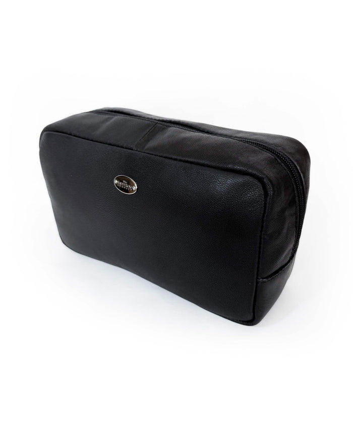 Men's Black Leather Savile Row Wash Bag