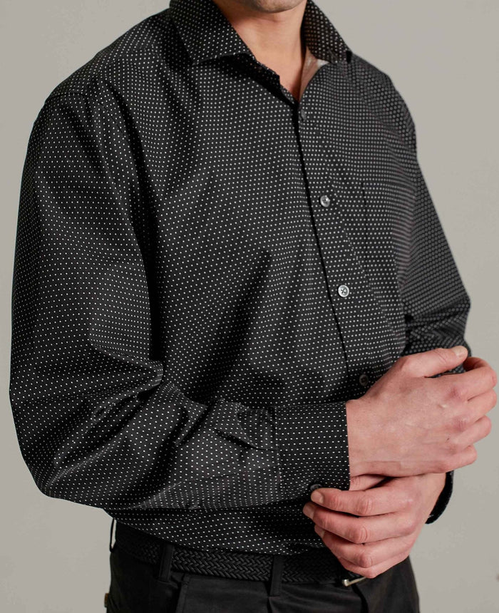 Men's Black Pinspot Print Casual Shirt