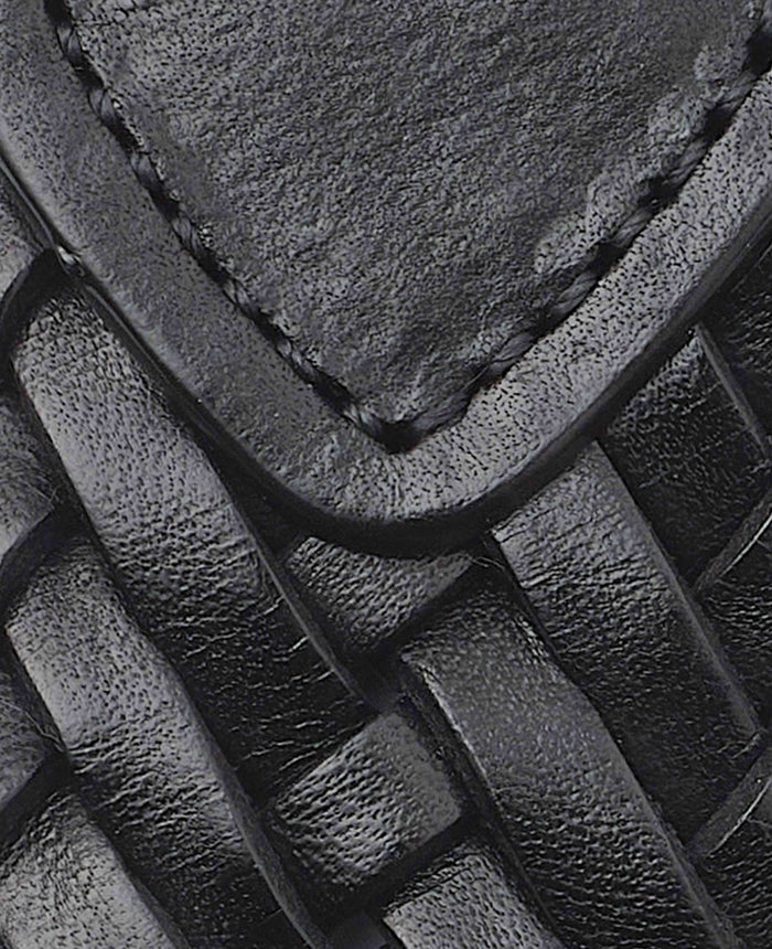 Men's Plaited Leather Belt In Black fabric detail