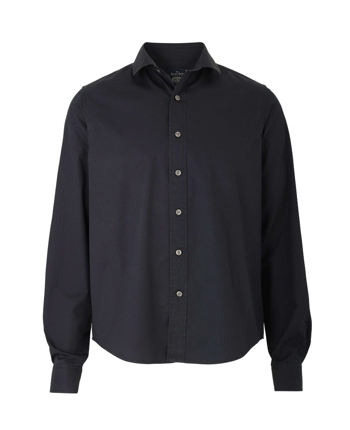 Black Twill Slim Fit Shirt in Shorter Length - On Mannequin - 1398BLK