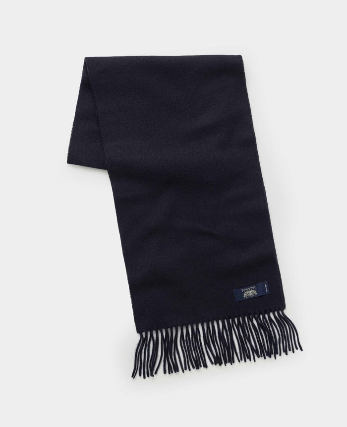 Men's Black Virgin Wool Fringed Scarf folded