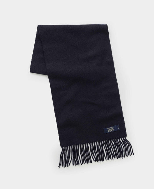Men's Black Virgin Wool Fringed Scarf folded
