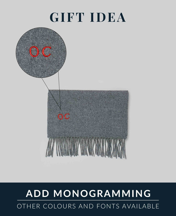 Men's Black Virgin Wool Fringed Scarf monogram your scarf