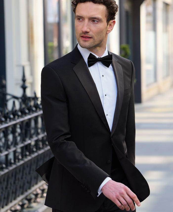 Black Wool Blend Tailored Dinner Suit Jacket