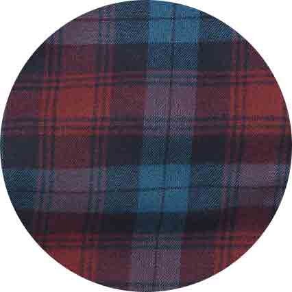 Men's Blue Burgundy Brushed Cotton Twill Window Check Lounge Pants fabric swatch