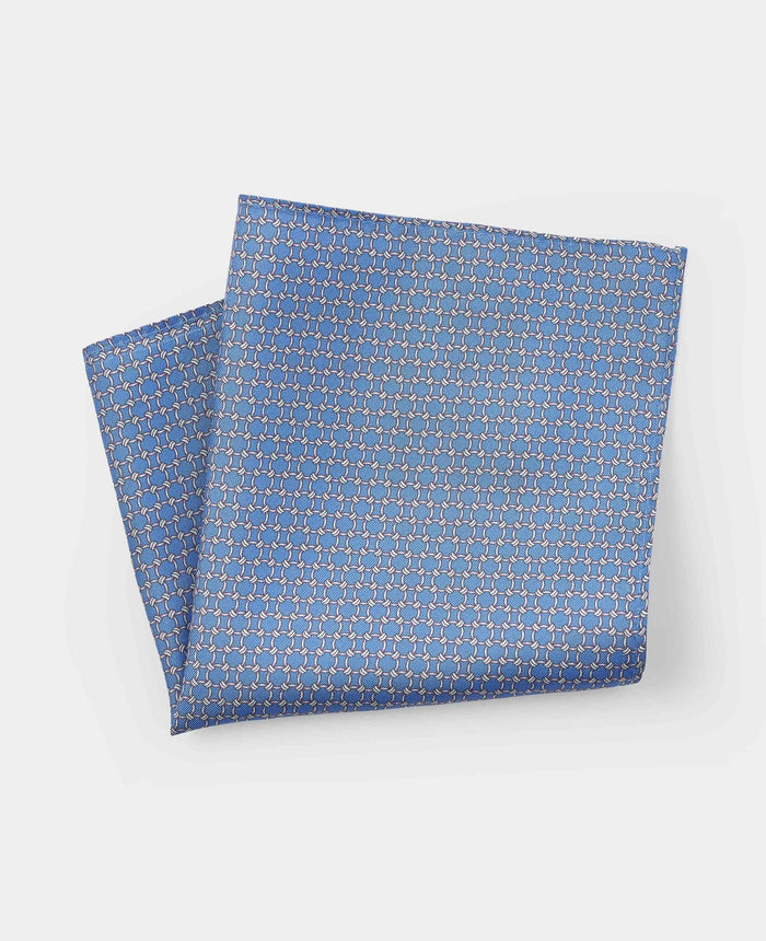 Men's Blue Chain Silk Pocket Square folded