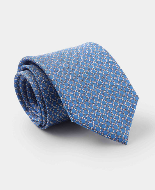 Men's Blue Chain Silk Tie rolled up