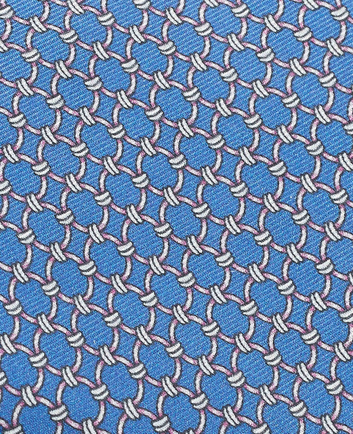 Men's Blue Chain Silk Tie fabric detail