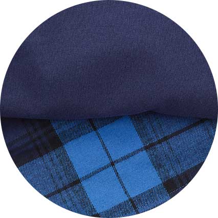 Men's Blue Cotton Checked Lounge Pants & Long Sleeve T-Shirt Pyjama Set fabric swatch