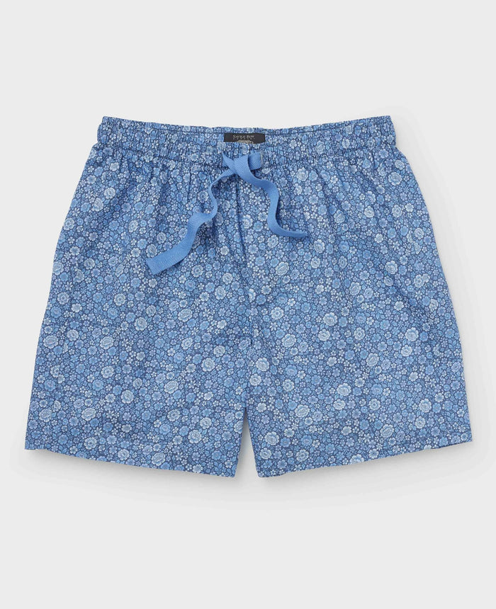 Men's Blue Cotton Floral Lounge Shorts mannequin shot