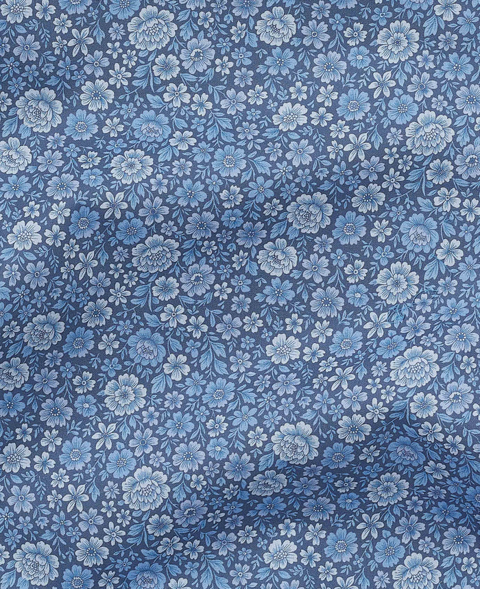 Men's Blue Cotton Floral Lounge Shorts fabric detail
