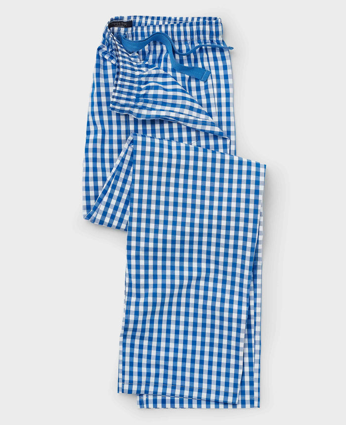 Men's Blue Cotton Gingham Check Lounge Pants mannequin shot
