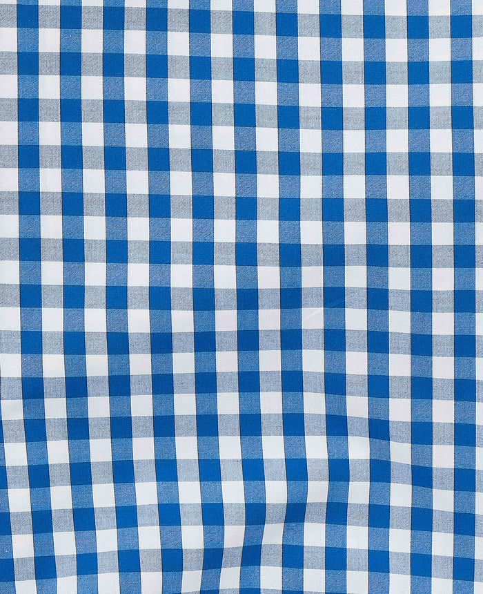 Men's Blue Cotton Gingham Check Lounge Shorts fabric detail