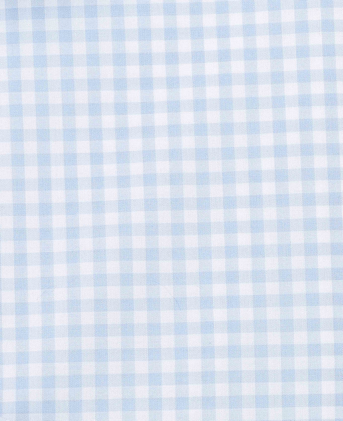 Men's Blue Cotton Gingham Check Classic Fit Formal Shirt With Single Cuffs fabric detail