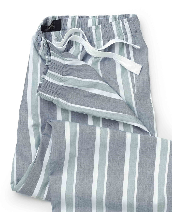 Men's Green Cotton Striped Lounge Pants waist detail