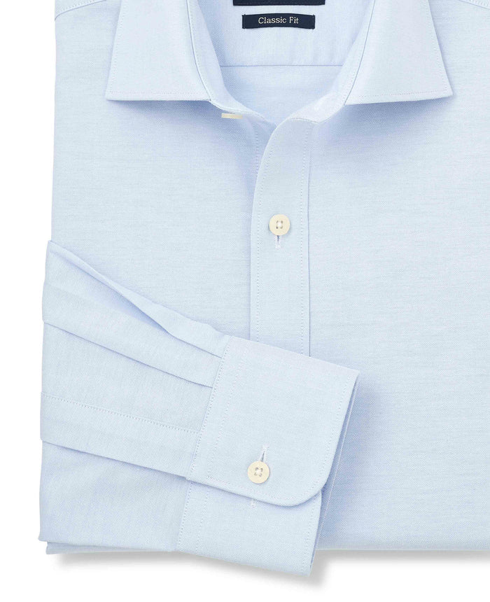 Men's Blue Pinpoint Cotton Classic Fit Formal Shirt With Single Cuffs sleeve detail
