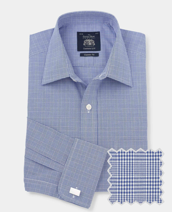 Men's Classic Fit Shirt In Blue POW Check product shot with swatch