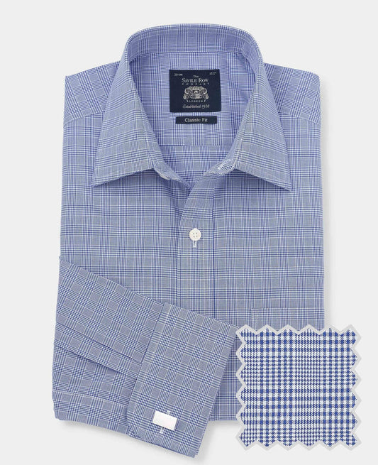 Men's Classic Fit Shirt In Blue POW Check product shot with swatch