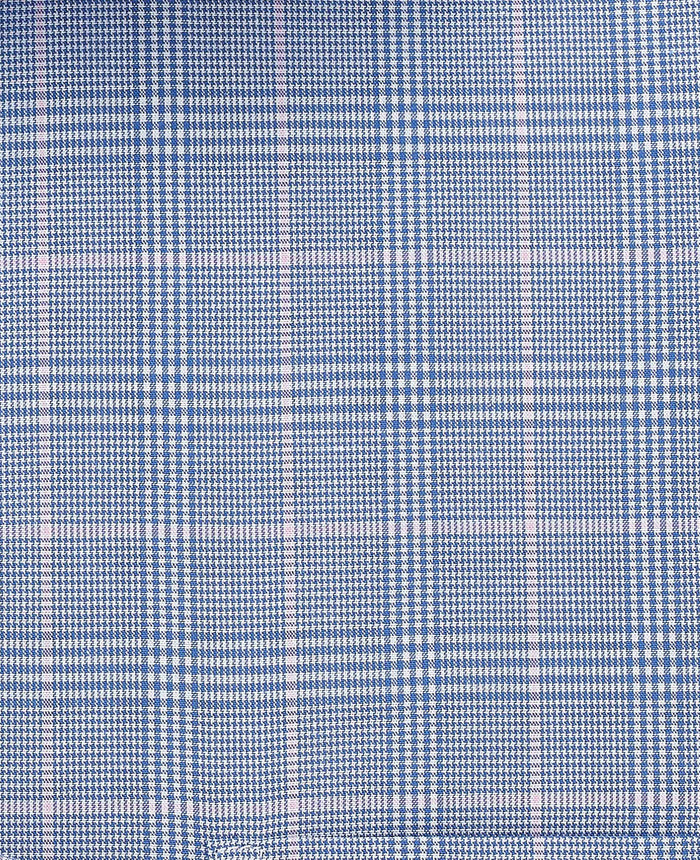 Men's Blue Prince of Wales Check Cotton Classic Fit Winchester Formal Shirt With Double Cuffs fabric detail