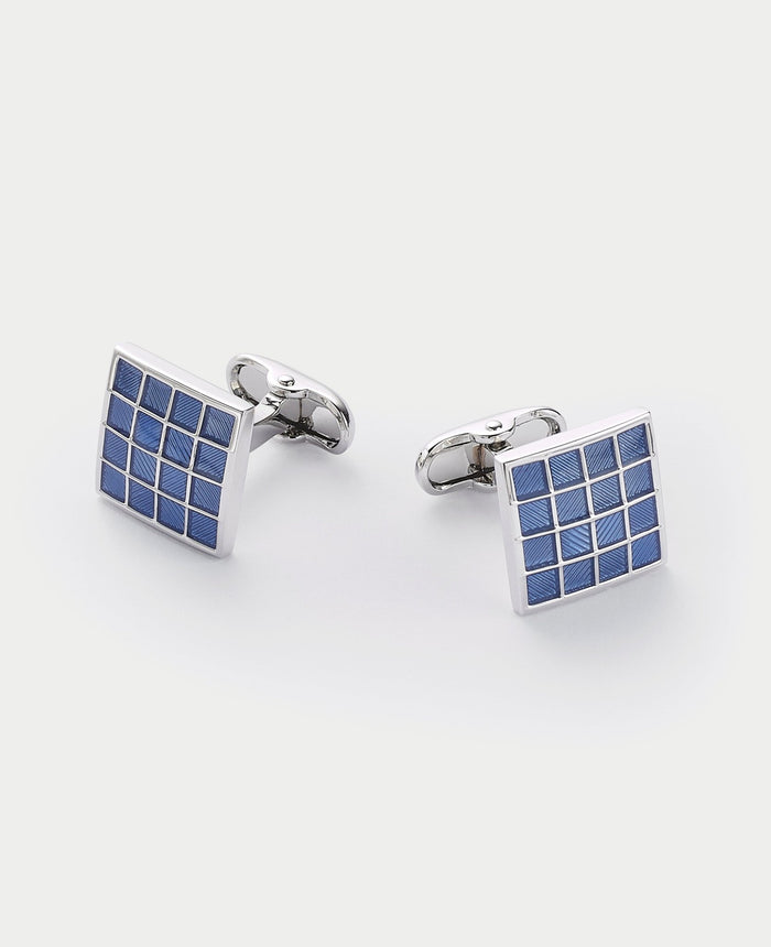 Men's Blue Rhodium Plated Square Cufflinks