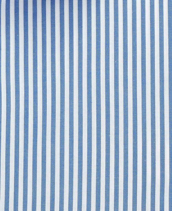 Men's Blue Stripe Cotton Poplin Classic Fit Formal Shirt With Double Cuffs fabric detail