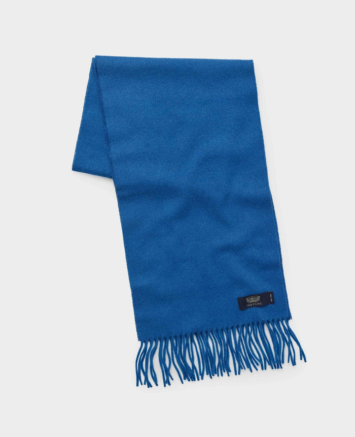 Men's Blue Virgin Wool Fringed Scarf folded
