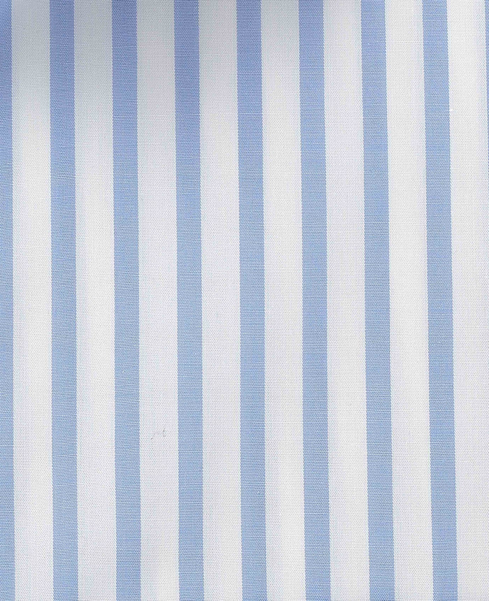 Men's Blue White Stripe Cotton Poplin Classic Fit Formal Shirt With Single Cuffs fabric detail