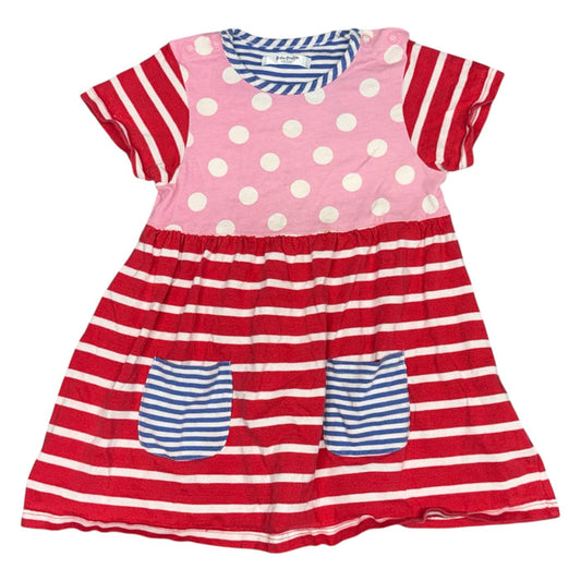 Boden | Pink Polkadot Bodice and Red Striped Skirt | 18-24m