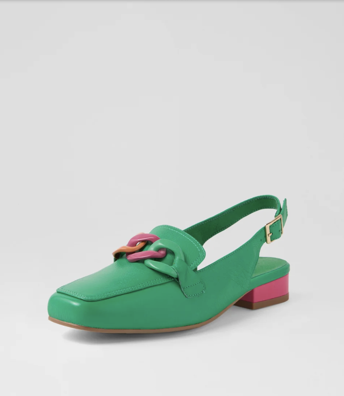 Bright Green Women's Leather Slingback | Gretel Lane